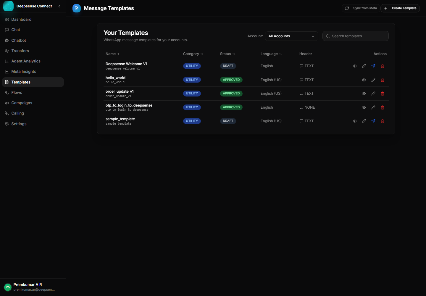 WhatsApp templates list