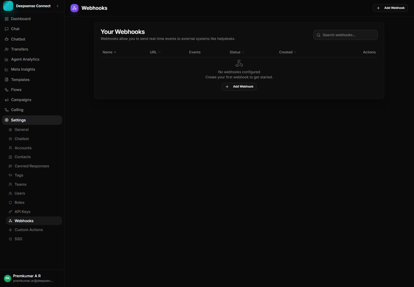 Webhook configuration
